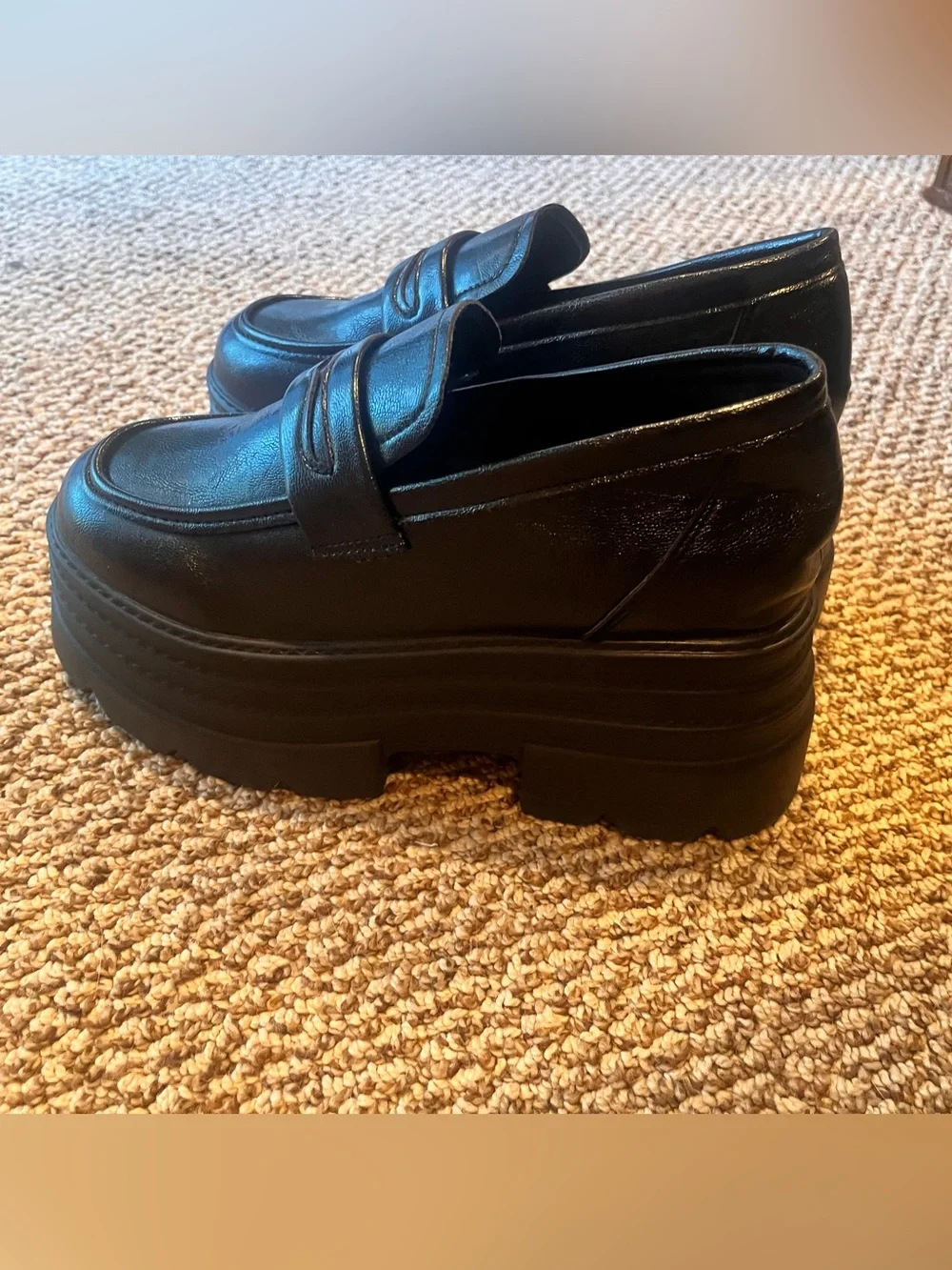 NWB🎉 Romwe Black Platform Matte Loafers Y2K